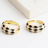 Colorful Geometric Splicing Ring Enamel Jewelry Gift