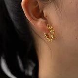 Geometric Hollow 18k Huggie Hoop Earrings Waterproof