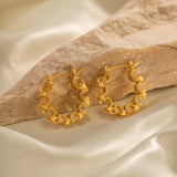 Geometric Hollow 18k Huggie Hoop Earrings Waterproof