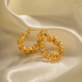 Geometric Hollow 18k Huggie Hoop Earrings Waterproof