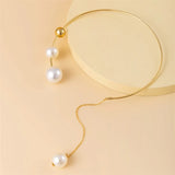 Geometric Personality Round Bead Collar Chain Small Open Collar Pearl Necklace