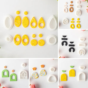 Geometric Soft Pottery Polymer Clay Mold Set Pendant Earrings Shape Cutting Tool