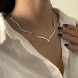 Geometric V-Shaped Single Layer Necklace Female Hip Hop Snake Bone Chain