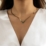 Geometric V-Shaped Single Layer Necklace Female Hip Hop Snake Bone Chain