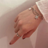 Sparkling Star Charm Bracelet Silver Chain Jewelry