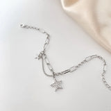 Sparkling Star Charm Bracelet Silver Chain Jewelry