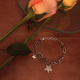 Sparkling Star Charm Bracelet Silver Chain Jewelry