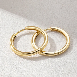 925 Silver Hoop Earrings with 18k Plating for Women