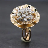 Bouquet Rose Flower Finger Rings for Women, Rhinestone Crystal Engagement Ring
