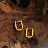 Geometric Hoop Earrings Heart Pendant Stainless Steel U Shape Huggie Hoops