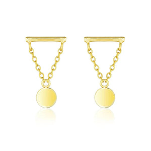 925 Sterling Silver Tiny Stud Earrings for Women with Silver Chain Pendant