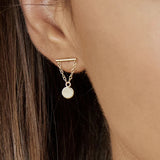 925 Sterling Silver Tiny Stud Earrings for Women with Silver Chain Pendant