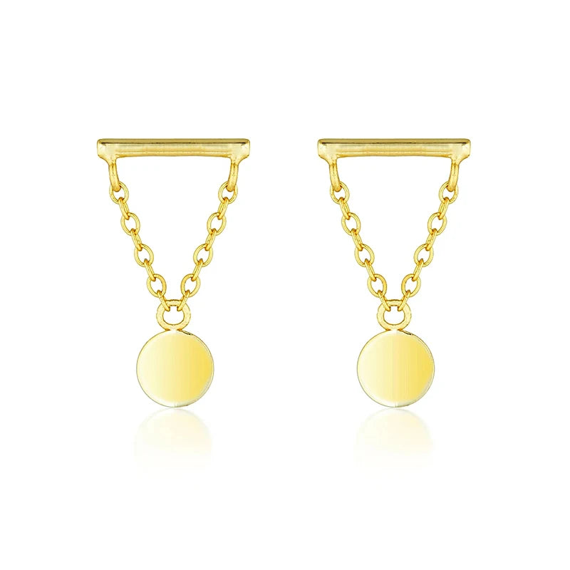 925 Sterling Silver Tiny Stud Earrings for Women with Silver Chain Pendant