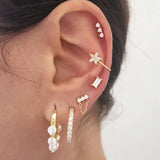 925 Sterling Silver Tiny Stud Earrings for Women with Silver Chain Pendant