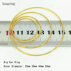 Golden 925 Sterling Silver Large Hoop Earrings For Women