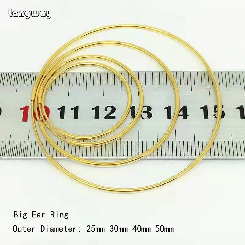 Golden 925 Sterling Silver Large Hoop Earrings For Women