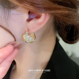 Golden Pearl Women Jewelry Ear Studs Metal Ball Ear Drops
