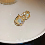 Golden Pearl Women Jewelry Ear Studs Metal Ball Ear Drops