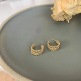 Golden C-Shaped Round Ear Clip Earrings Retro Style