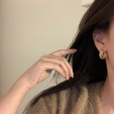 Golden C-Shaped Round Ear Clip Earrings Retro Style