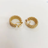 Golden C-Shaped Round Ear Clip Earrings Retro Style