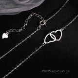 Heart To Heart Pendant Necklace 925 Silver Sweet Gift Jewelry