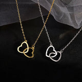 Heart To Heart Pendant Necklace 925 Silver Sweet Gift Jewelry