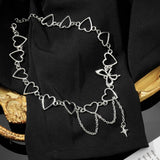 Hip Hop Butterfly Tassel Choker Necklace For Women Teens Girls
