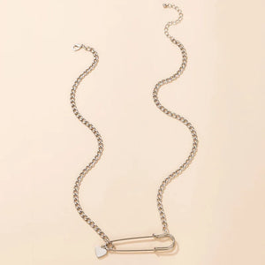 Hip Hop Choker Chain Necklace for Women with Pin Love Pendant