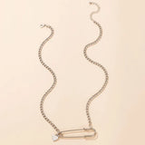 Hip Hop Choker Chain Necklace for Women with Pin Love Pendant