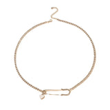 Hip Hop Choker Chain Necklace for Women with Pin Love Pendant