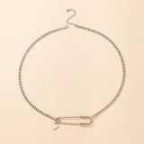 Hip Hop Choker Chain Necklace for Women with Pin Love Pendant