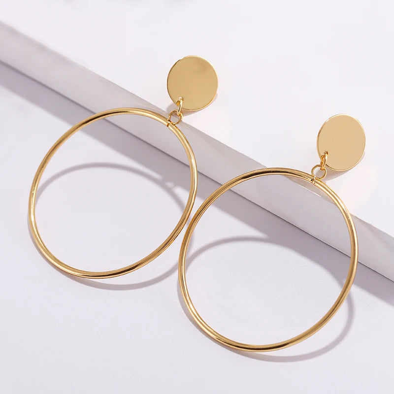 Geometric Round Clip Earrings for Women