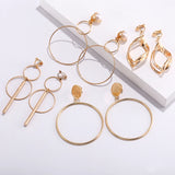 Geometric Round Clip Earrings for Women