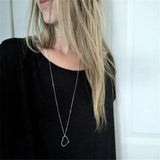 Heart Sweater Chain Necklace Silver Colour European Style Jewelry