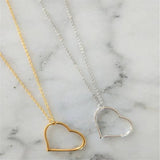 Heart Sweater Chain Necklace Silver Colour European Style Jewelry