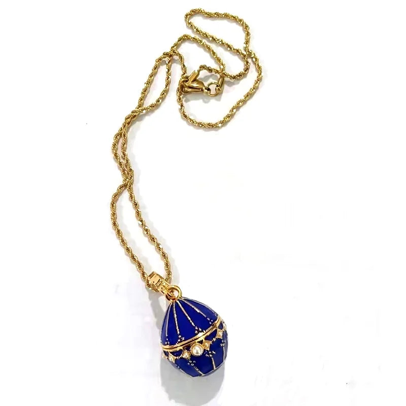 Enamel Drop Easter And Christmas Egg Pendant with Chain