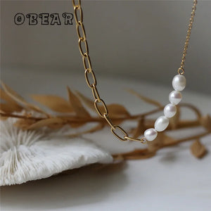 Freshwater Pearl Chain Stainless Steel Necklace