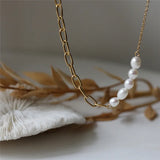 Freshwater Pearl Chain Stainless Steel Necklace