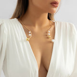 Pearl Ball Open Torques Collarbone Chain Necklace For Women