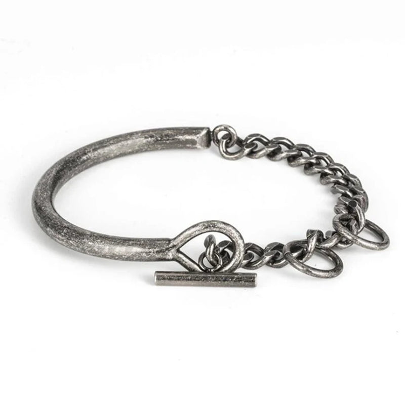 Irregular Chain Retro Bangle Open Cuff Titanium Steel Bracelet