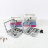 Large Capacity Suede Jewelry Box with Transparent Lid