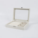 Large Capacity Suede Jewelry Box with Transparent Lid