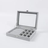Large Capacity Suede Jewelry Box with Transparent Lid