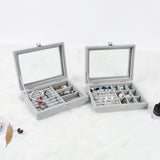 Large Capacity Suede Jewelry Box with Transparent Lid