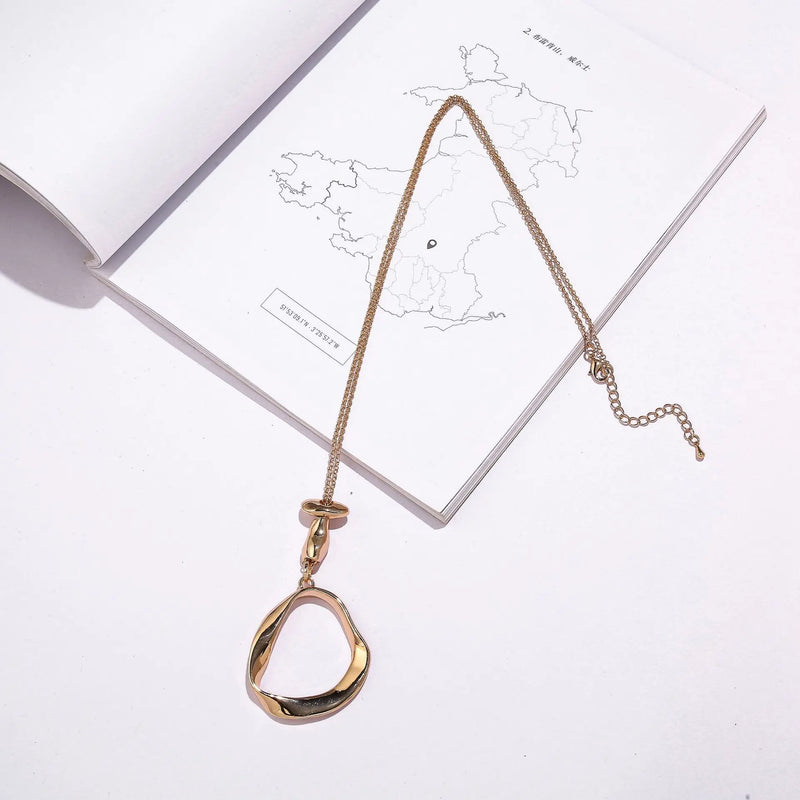 Long Necklaces for Women Irregular Circle Pendants Suspension