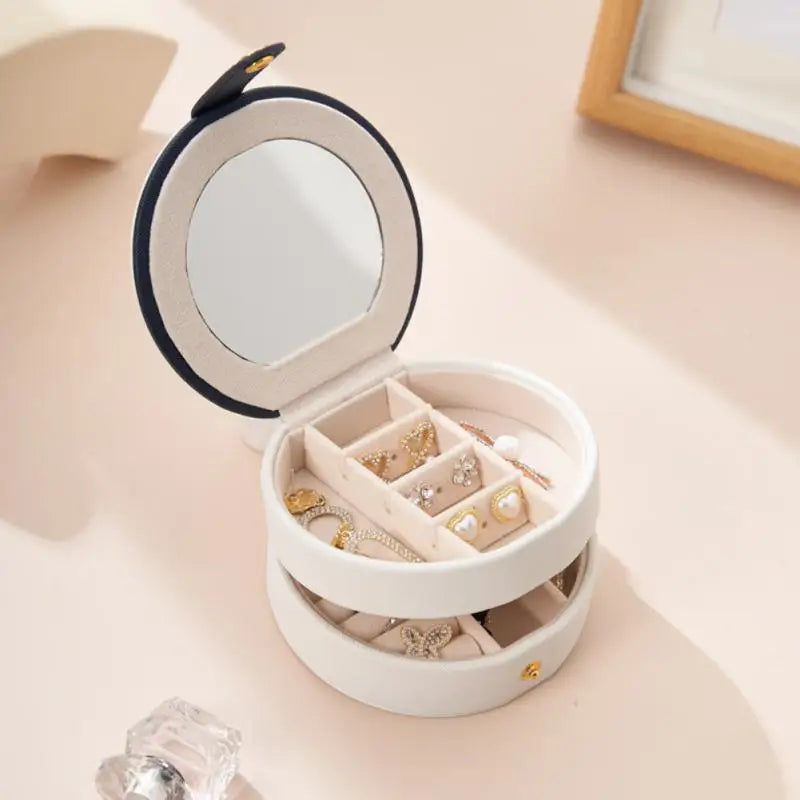 Multi-layer Button Half Circle Jewelry Box Travel Organizer