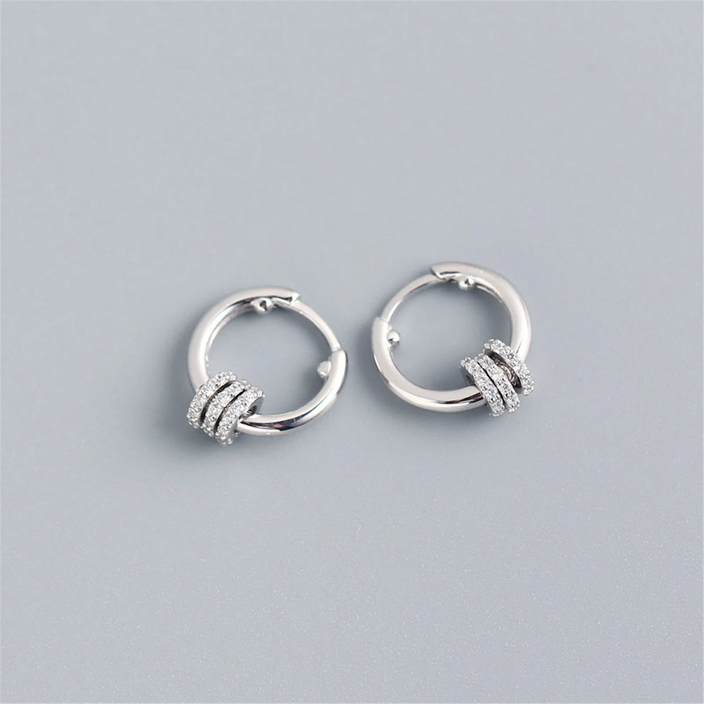 Korea Style 925 Silver Circle Stud Hoop Earrings for Women Girls