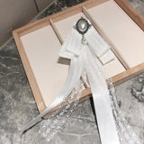 Sweet Bow Tie Tassel Brooch for Women Suit Shirt Corsage