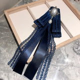 Sweet Bow Tie Tassel Brooch for Women Suit Shirt Corsage